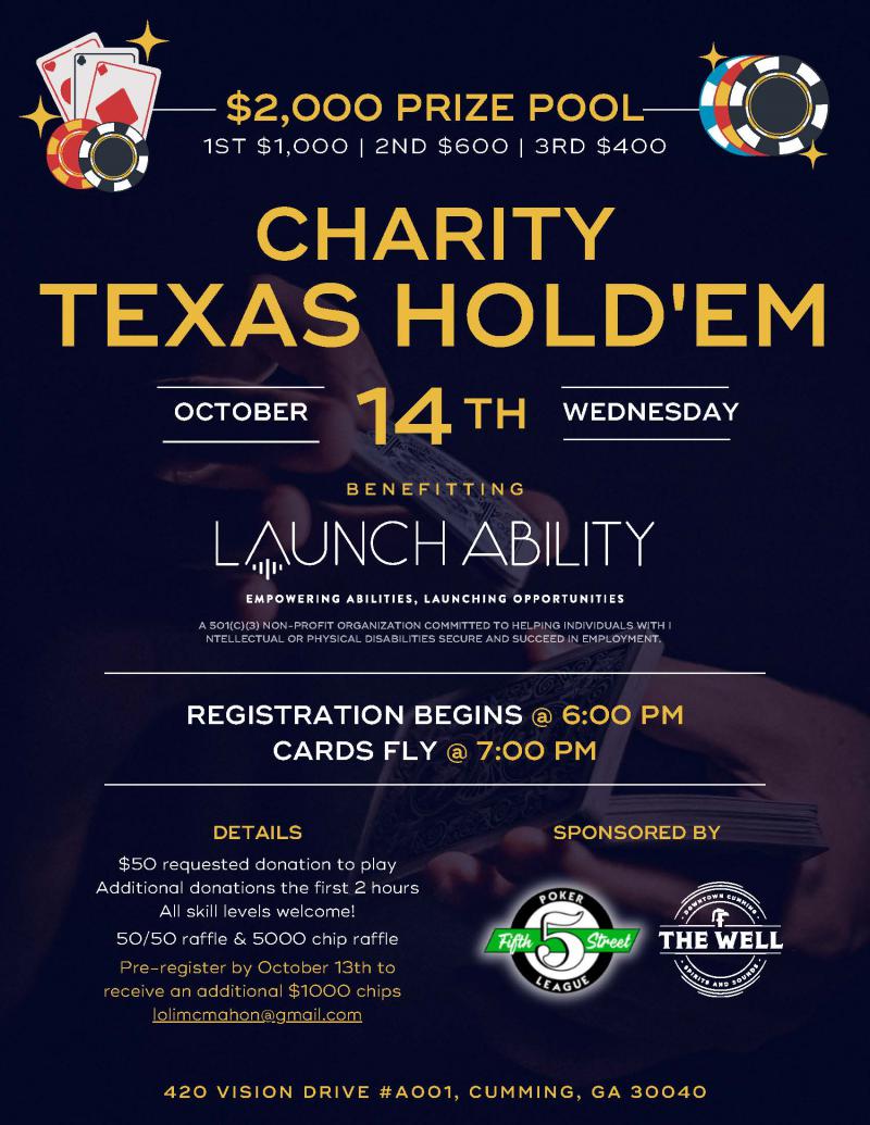 Charity Texas Hold'em Benefiting Launch Ability - The Well at 5thstreetpoker.com
